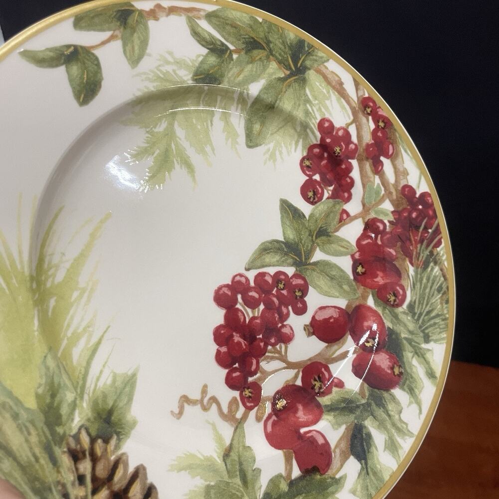 Set Of 3 William Sonoma Botanical Wreath Salad Plates 8 1/4" Made in Portugal - Picture 5 of 8